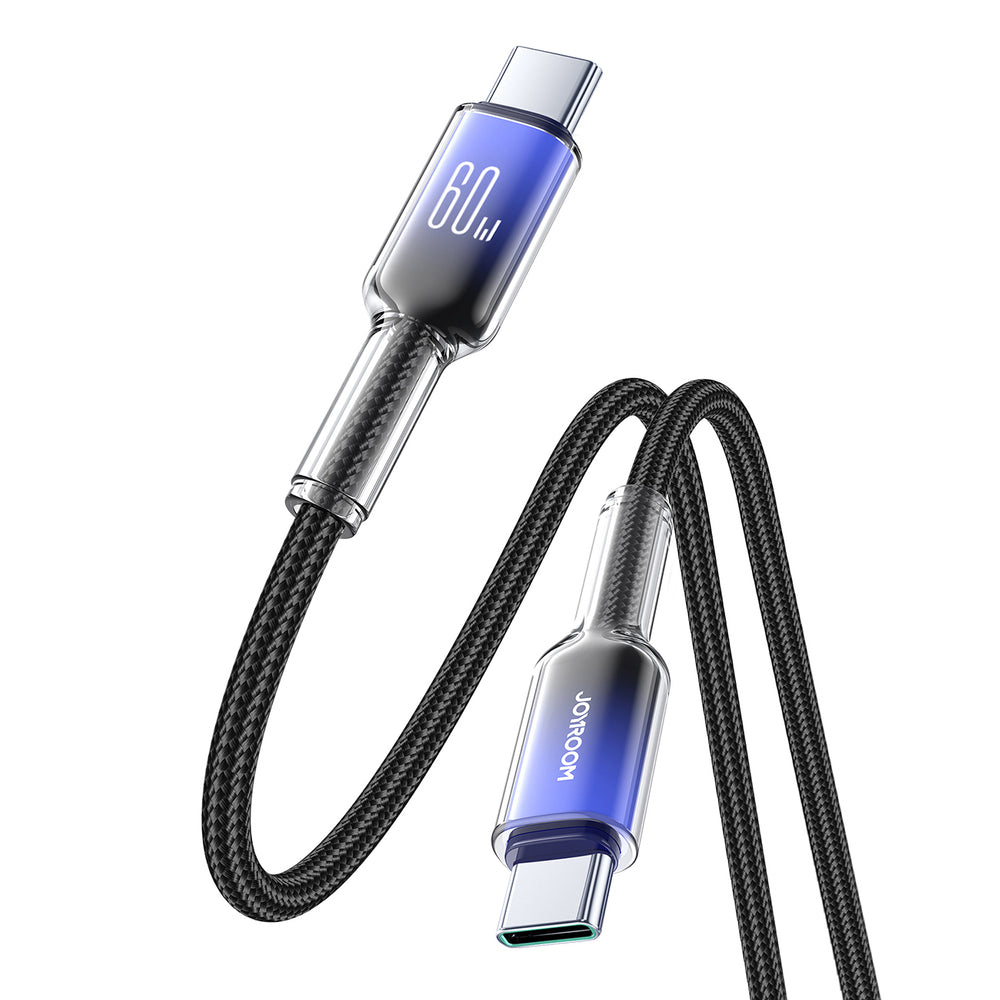 Joyroom S-A42 Crystal-Clear Series 60W USB-C - USB-C kabel 1,2 m - sort