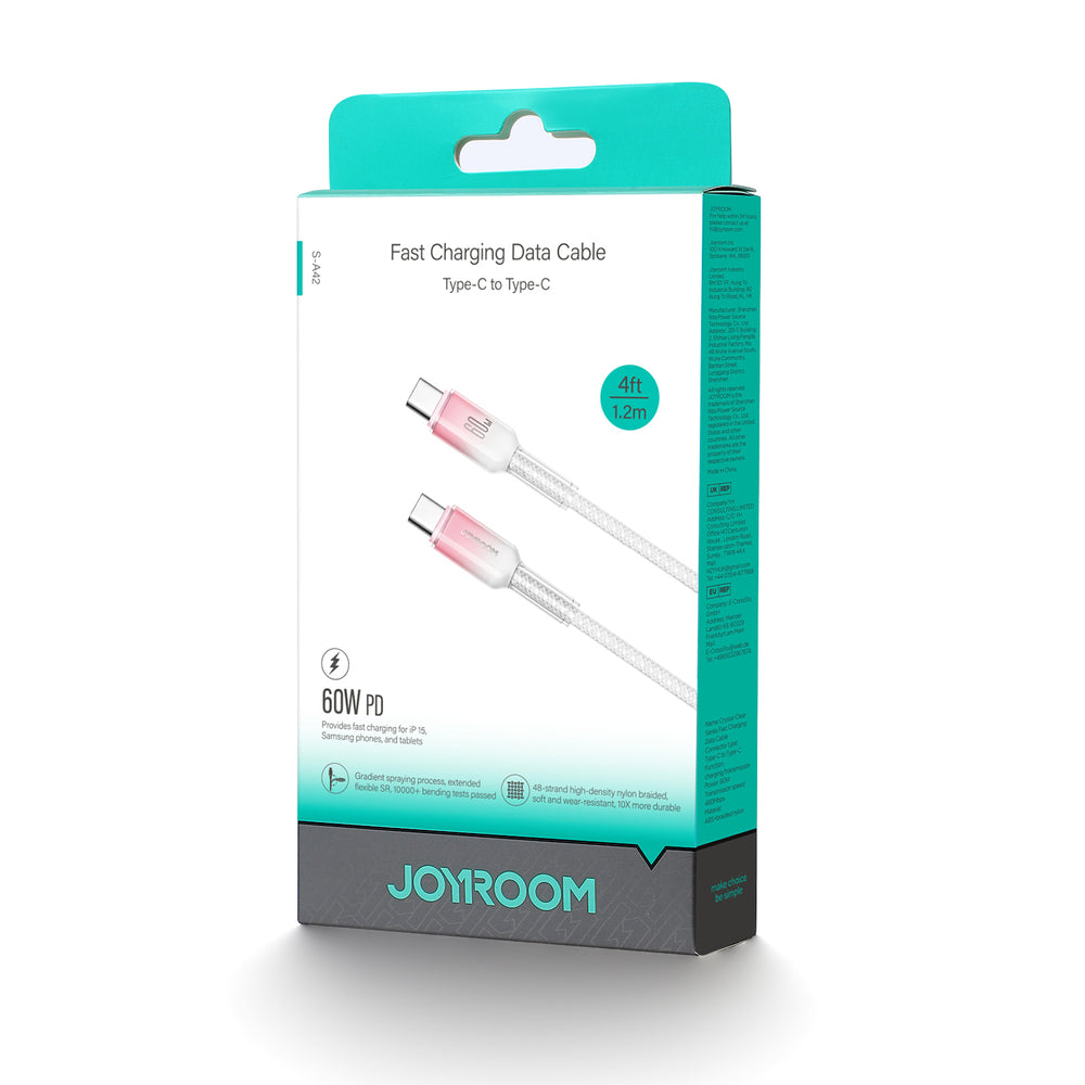 Joyroom S-A42 Crystal-Clear Series 60W USB-C - USB-C kabel 1,2 m - hvid