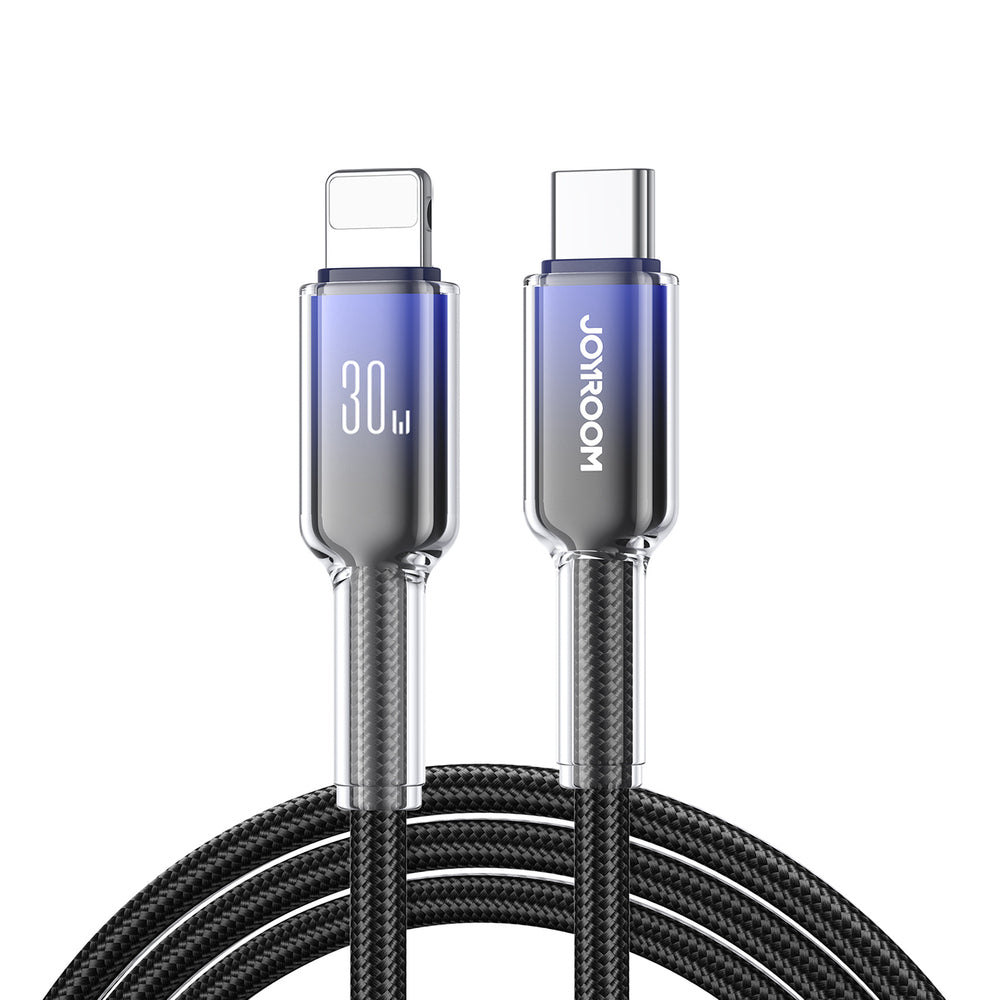 Joyroom S-A42 Crystal-Clear Series 30W USB-C - Lightning kabel 1,2 m - sort