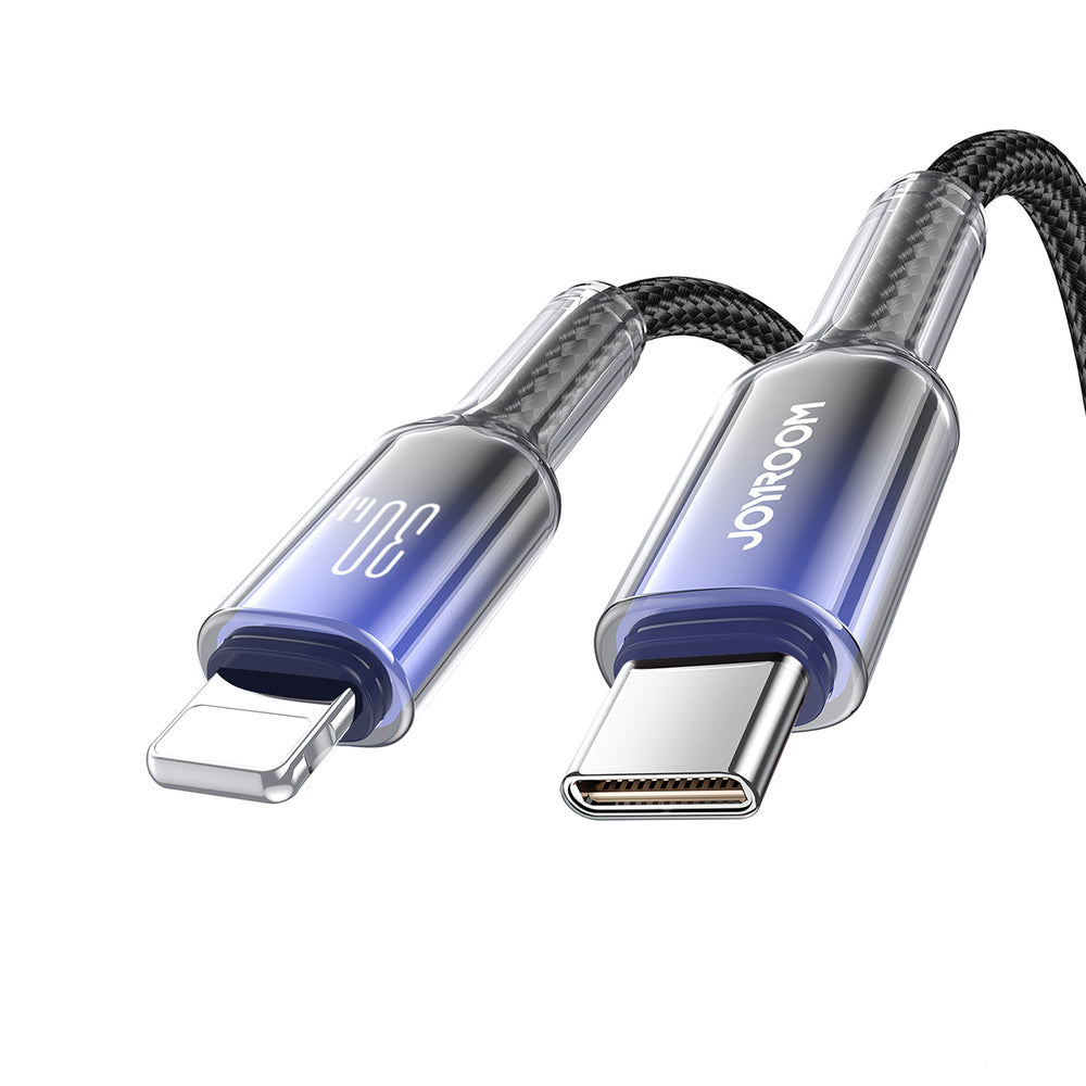 Joyroom S-A42 Crystal-Clear Series 30W USB-C - Lightning kabel 1,2 m - sort