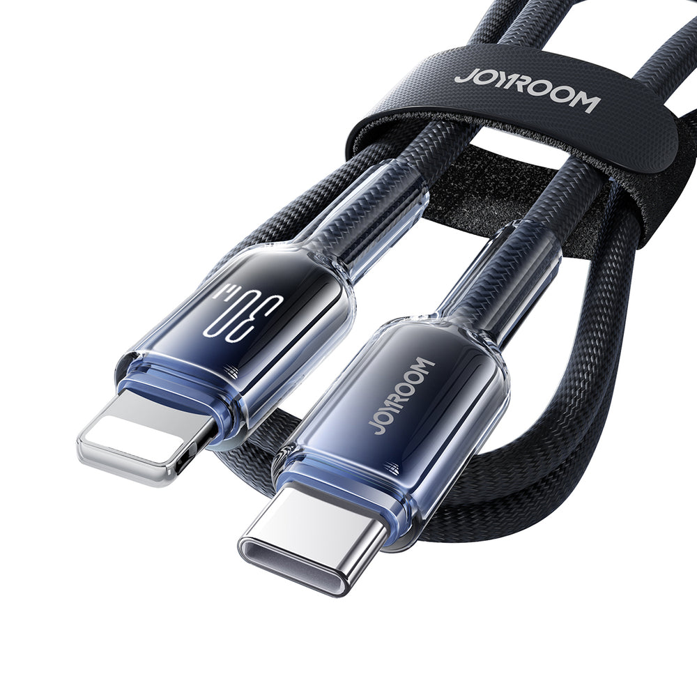 Joyroom S-A42 Crystal-Clear Series 30W USB-C - Lightning kabel 1,2 m - sort