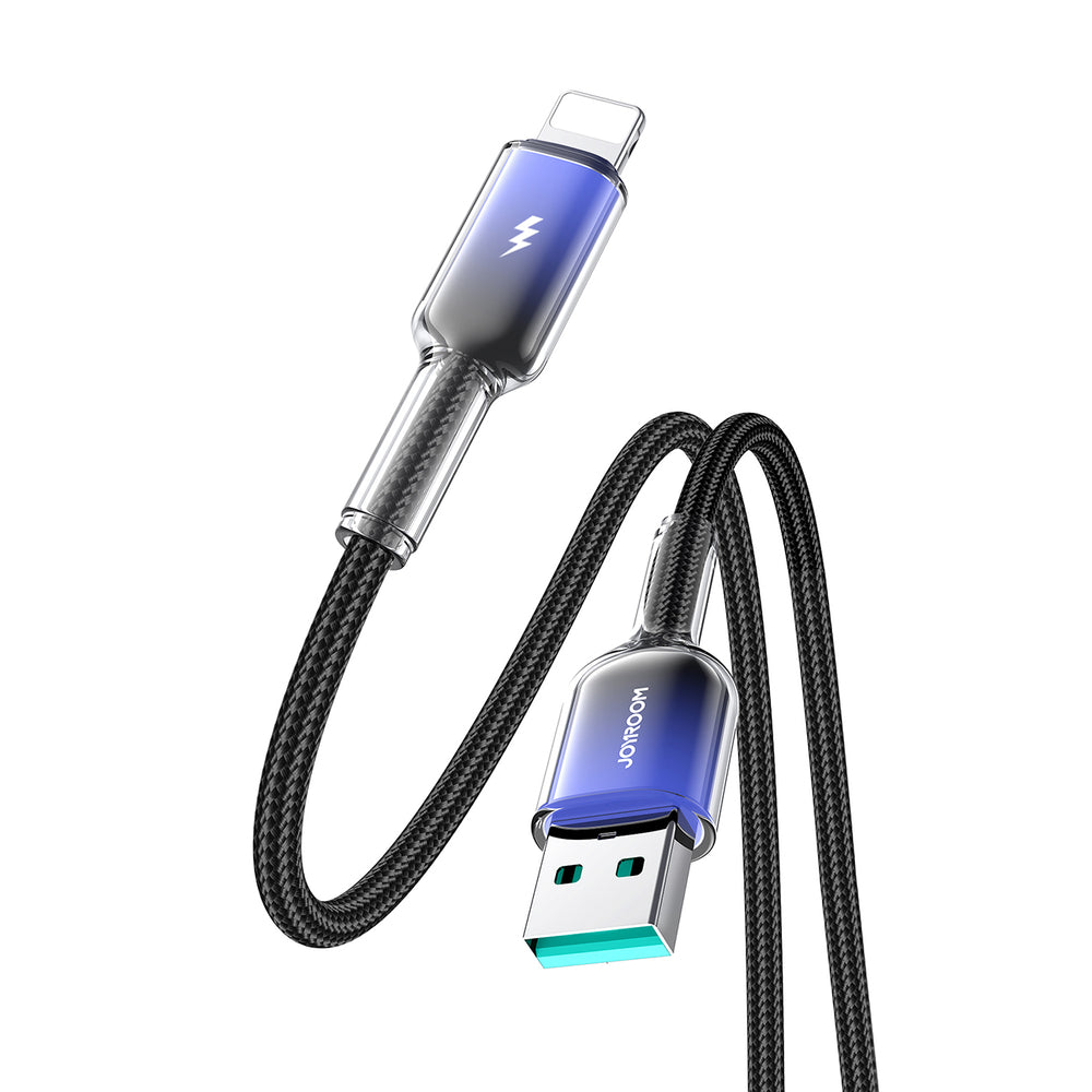 Joyroom S-A42 Crystal-Clear Series 3A USB-A - Lightning kabel 1,2 m - sort