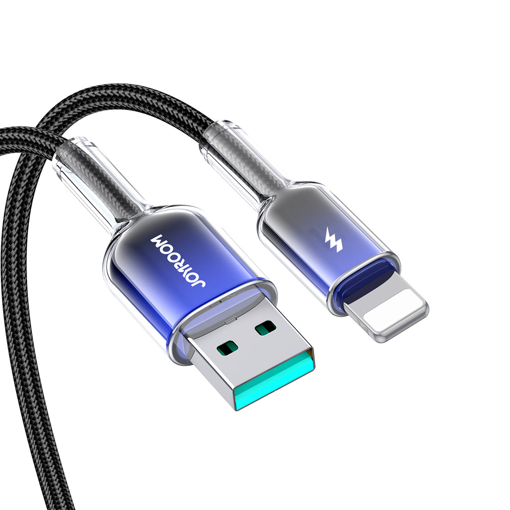 Joyroom S-A42 Crystal-Clear Series 3A USB-A - Lightning kabel 1,2 m - sort