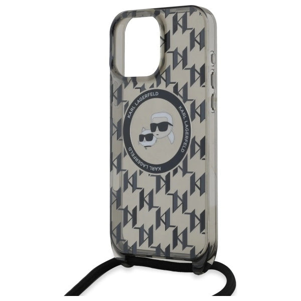 Karl Lagerfeld IML Crossbody Monogram Karl & Choupette Head MagSafe Case for iPhone 16 Pro - Black