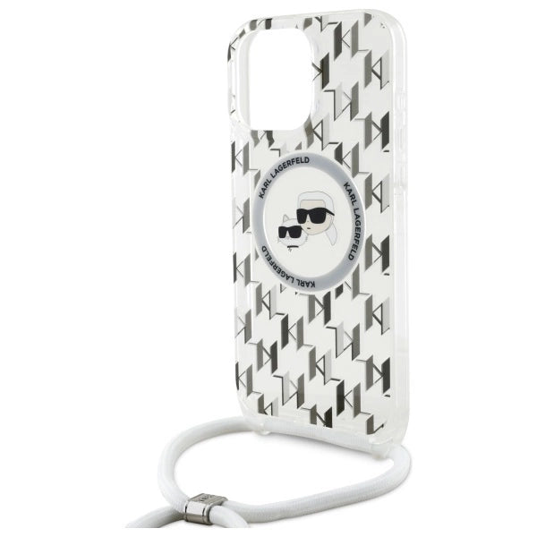 Karl Lagerfeld IML Crossbody Monogram Karl & Choupette Head MagSafe Case for iPhone 16 Pro - Clear