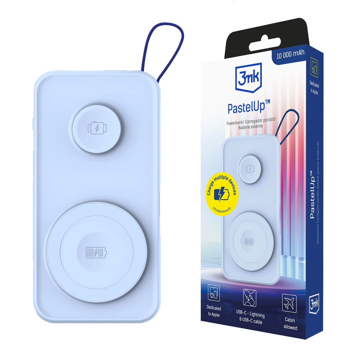 Powerbank 3mk PastelUp 10.000mAh 22.5W USB 1A1C - blå