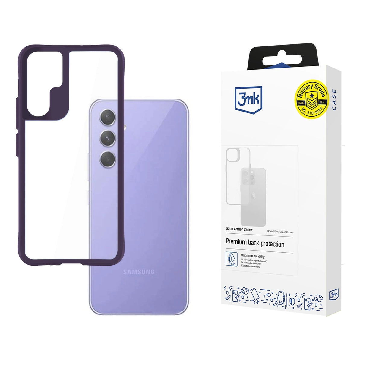 3mk Satin Armor Case+ Purple til Samsung Galaxy A54 5G - gennemsigtig