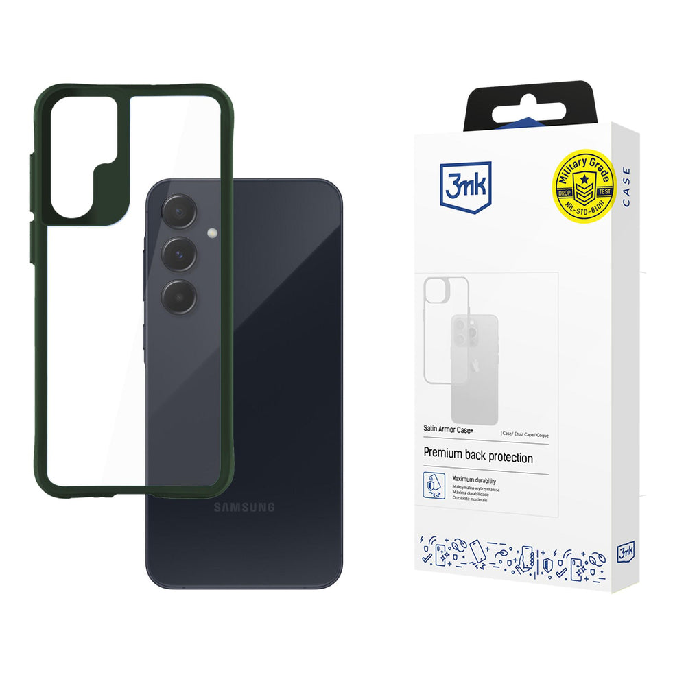 3mk Satin Armor Case+ Green til Samsung Galaxy A55 5G - gennemsigtig