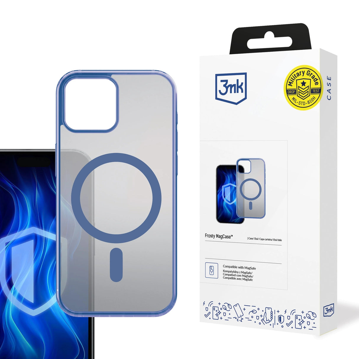 3mk Frosty MagCase Blue Case til Apple iPhone 15 - Gennemsigtig