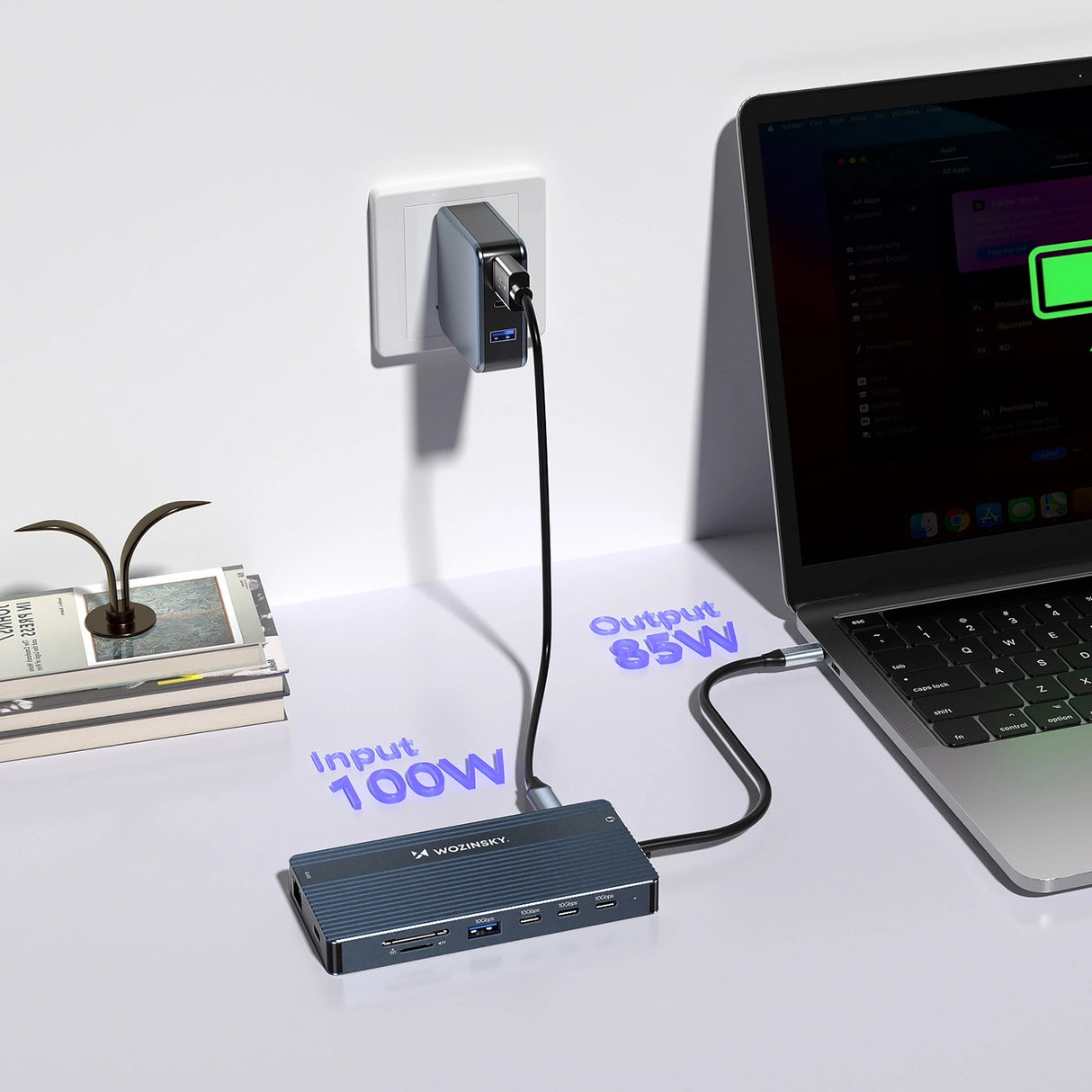 USB-C Hub 14 i 1 Wozinsky WDS03Y5S Multifunktionel, Aluminium, til 3 skærme, med 15 cm kabel - Grå