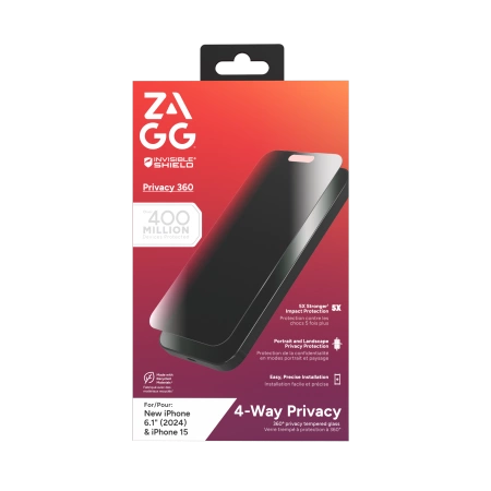 ZAGG InvisibleShield Glass Elite Privacy 360 til iPhone 15 / 16