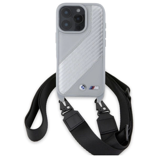 BMW M Edition Carbon Stripe & Strap iPhone 16 Pro Max Case - Grå