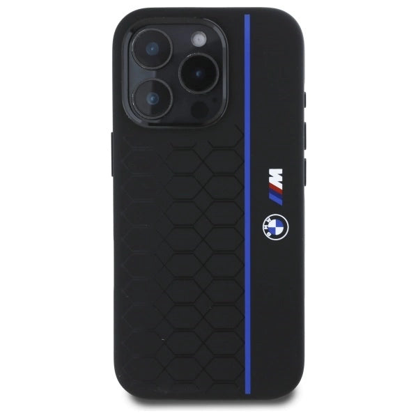 BMW silikone Hexagon Blue Line MagSafe iPhone 16 Pro Case - sort