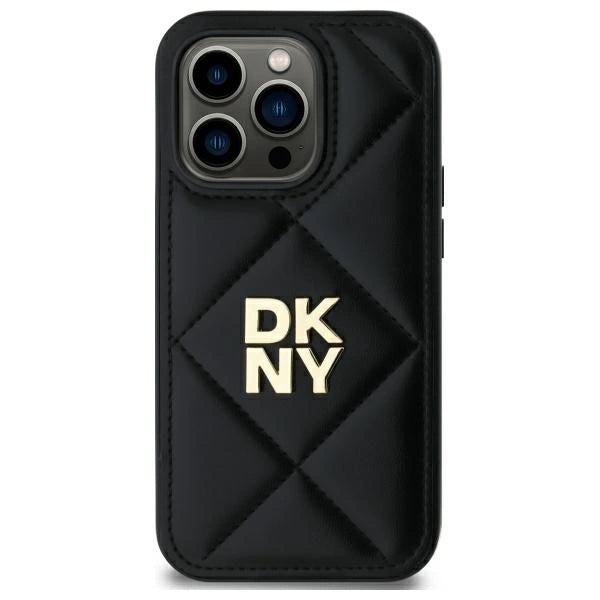 DKNY Quilted Stack Logo iPhone 14 Pro Case - Black