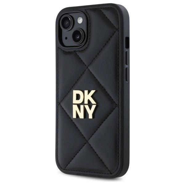 DKNY Quilted Stack Logo iPhone 14 Case - Black