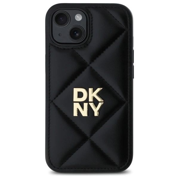 DKNY Quilted Stack Logo iPhone 14 Case - Black