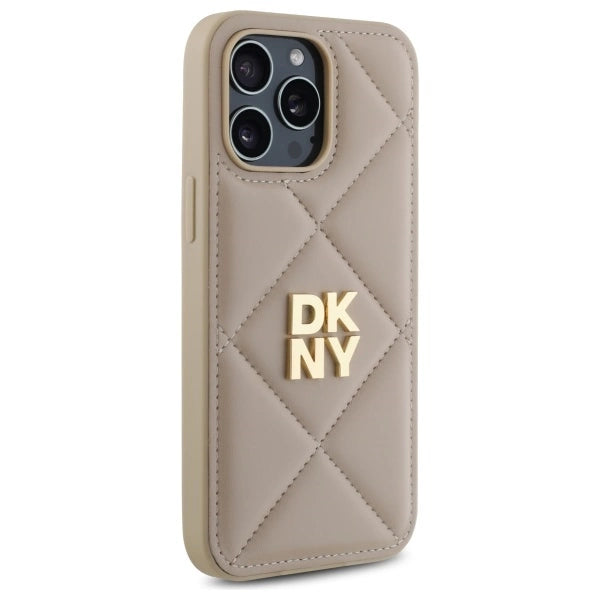 DKNY Quilted Stack Logo iPhone 14 Pro Max Case - Beige