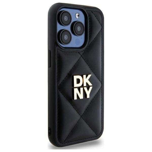 DKNY Quilted Stack Logo iPhone 15 Pro Case - Black