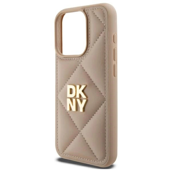 DKNY Quilted Stack Logo iPhone 15 Pro Max Case - Beige