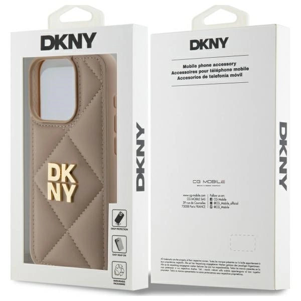 DKNY Quilted Stack Logo iPhone 15 Pro Max Case - Beige