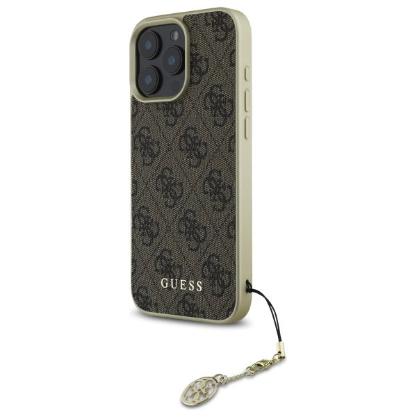 Guess 4G Charms Collection case til iPhone 16 Pro - brun