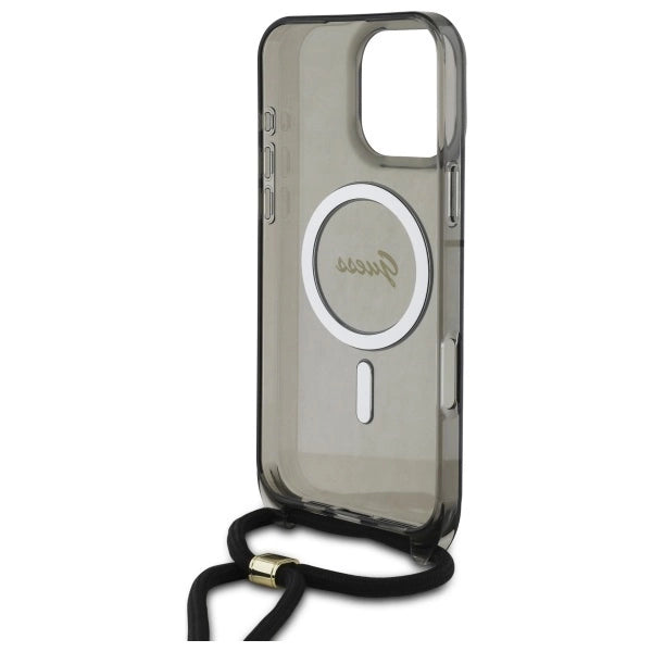 Guess Crossbody Cord Script MagSafe Case til iPhone 16 Pro - sort