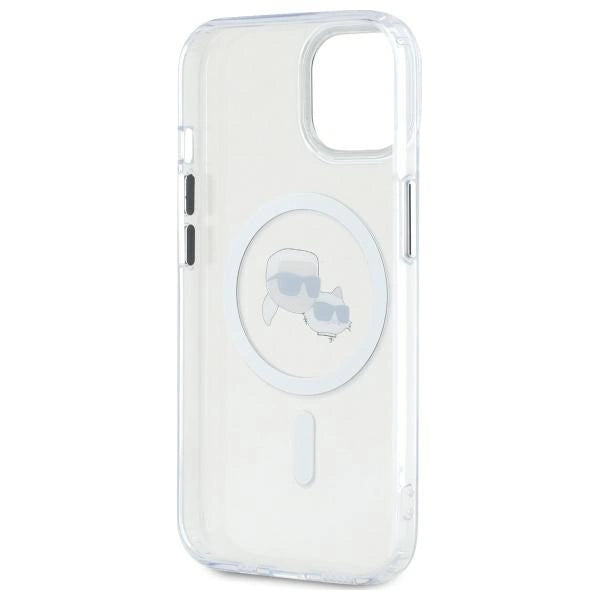 Karl Lagerfeld IML Metal Karl&Choupette Head MagSafe iPhone 14 Case - White