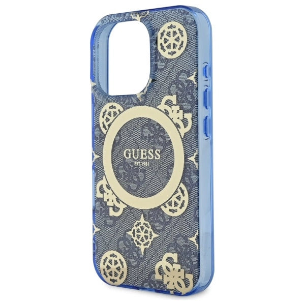 Guess GUHMP16XH4PYEEB iPhone 16 Pro Max 6.9" blå/blå IML Peony på 4G Baggrund MagSafe
