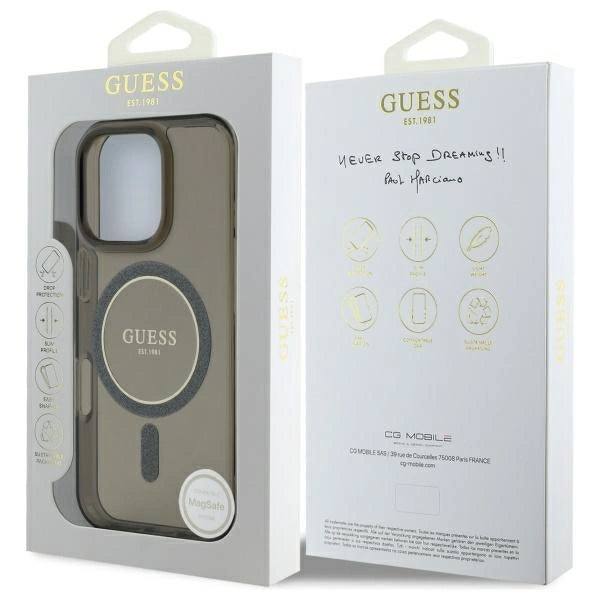 Guess IML Glitter Circle MagSafe case for iPhone 16 Pro Max - black