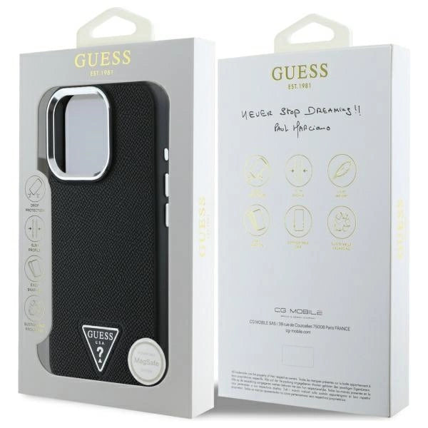 Guess GUHMP16XPGTSPSK iPhone 16 Pro Max 6.3" sort/sort hardcase Grained Triangle MagSafe
