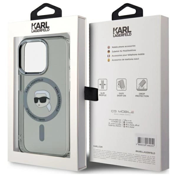 Karl Lagerfeld KLHMP15LHLSKIK iPhone 15 Pro 6.1" black/black hardcase IML Metal Karl Head MagSafe
