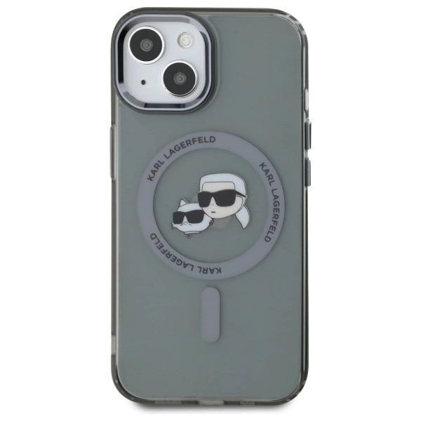 Karl Lagerfeld KLHMP15SHLSKCK iPhone 15 6.1" black/black hardcase IML Metal Karl&Choupette Head MagSafe