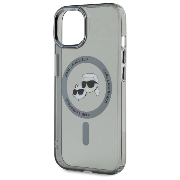 Karl Lagerfeld KLHMP15SHLSKCK iPhone 15 6.1" black/black hardcase IML Metal Karl&Choupette Head MagSafe