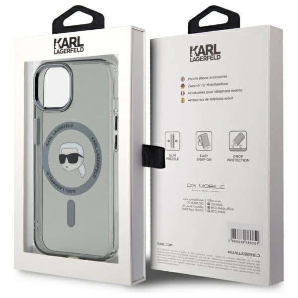Karl Lagerfeld KLHMP15SHLSKIK iPhone 15 6.1" black/black hardcase IML Metal Karl Head MagSafe