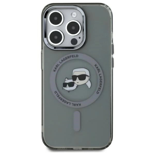 Karl Lagerfeld KLHMP15XHLSKCK iPhone 15 Pro Max 6.7" black/black hardcase IML Metal Karl&Choupette Head MagSafe