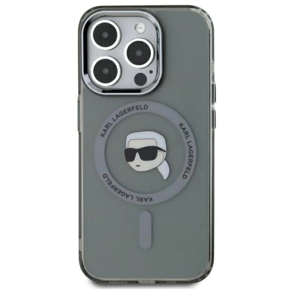 Karl Lagerfeld KLHMP15XHLSKIK iPhone 15 Pro Max 6.7" black/black hardcase IML Metal Karl Head MagSafe