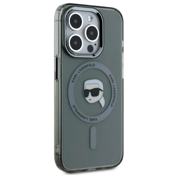 Karl Lagerfeld KLHMP15XHLSKIK iPhone 15 Pro Max 6.7" black/black hardcase IML Metal Karl Head MagSafe