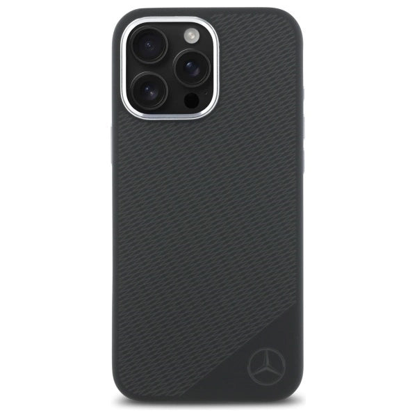 Mercedes MEHMP16L23SUGDK iPhone 16 Pro 6.3" sort/sort hardcase Silicone Tonal Logo Wood Pattern MagSafe