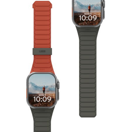 UAG Pathfinder Silicone Double-Sided Magnetic Strap til Apple Watch 42 / 44 / 45 / 46 / 49mm - Grå-Orange
