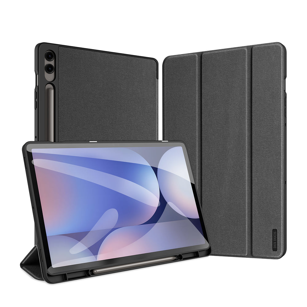 Dux Ducis Domo PU læderfoder med stativ til Samsung Tab S10+ / S9+ / S9 FE+ - sort