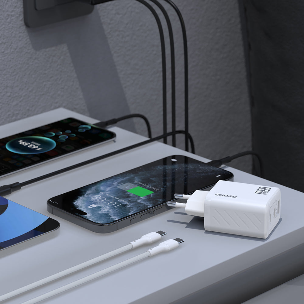 Dudao A29 65W GaN Wall Charger 2 x USB-C + 1 x USB-A - White