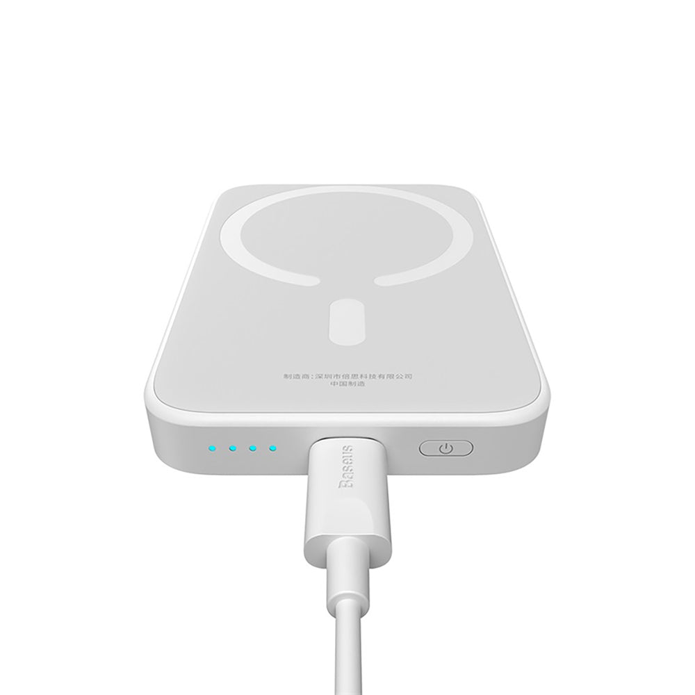 Baseus Magnetic Mini Air PPCXM06A 6000mAh 20W Power Bank med Simple Series USB-C-kabel - hvid