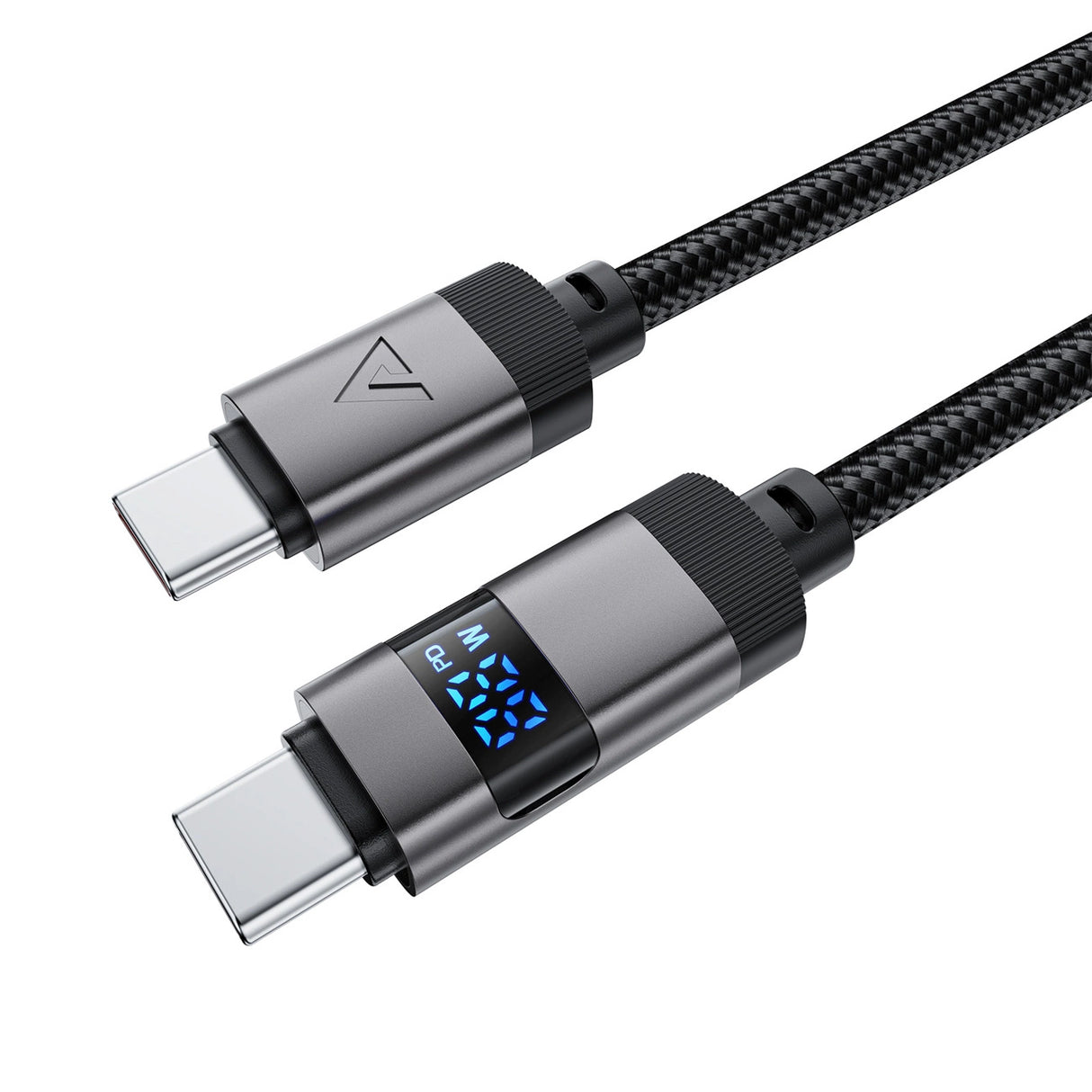 Acefast C15-03 USB-C - USB-C-kabel med display 480Mb/s 60W 1,2m - sort