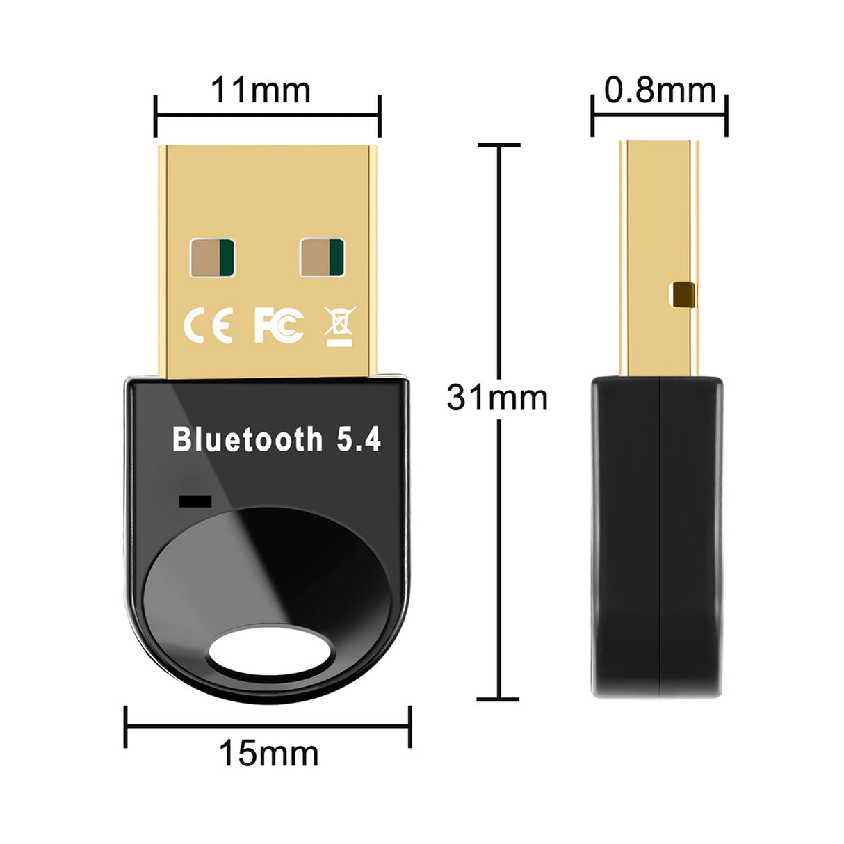 Mini Bluetooth 5.4 Adapter Wozinsky WUSB54YS USB-A Receiver Transmitter til Computer - sort