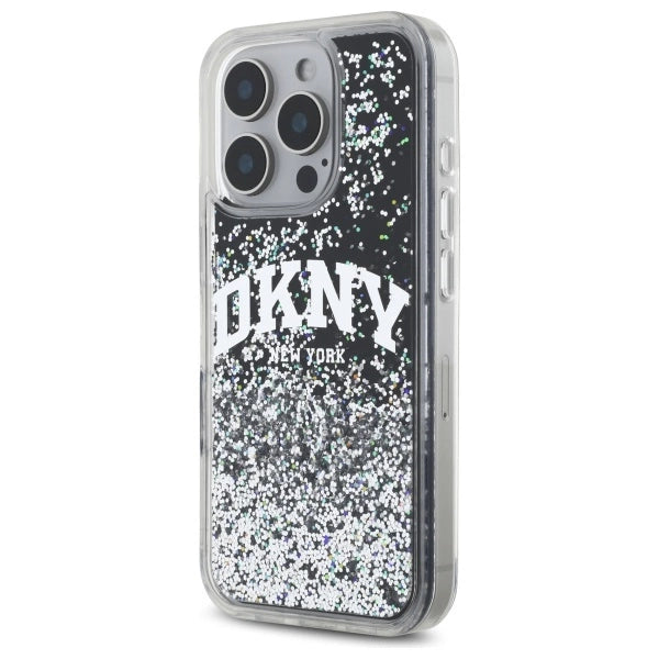 DKNY DKHCP16LLBNAEK iPhone 16 Pro 6.3" black/black hardcase Liquid Glitter Arch Logo