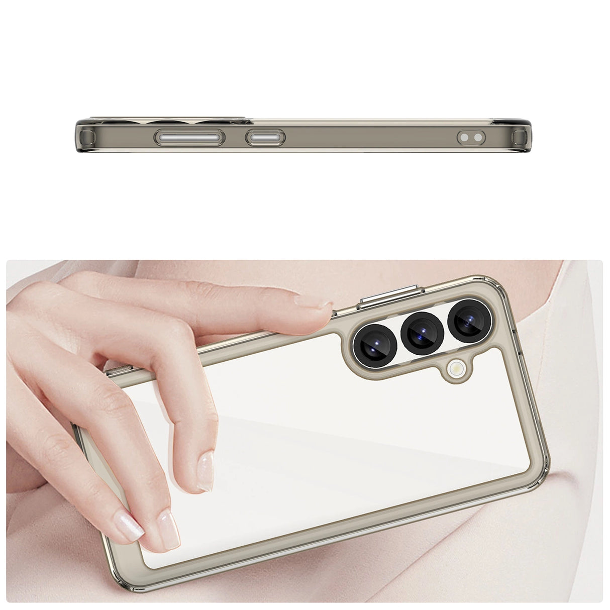 Udendørs rumkasse med gelramme til Samsung Galaxy S25 - Clear Black