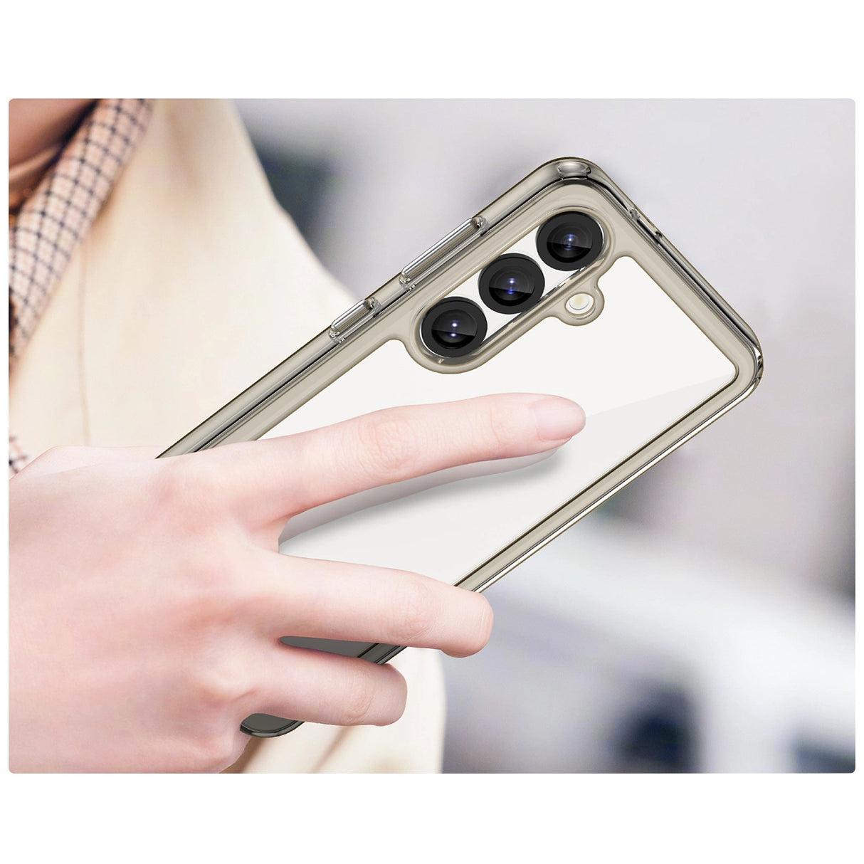 Udendørs rumkasse med gelramme til Samsung Galaxy S25 - Clear Black