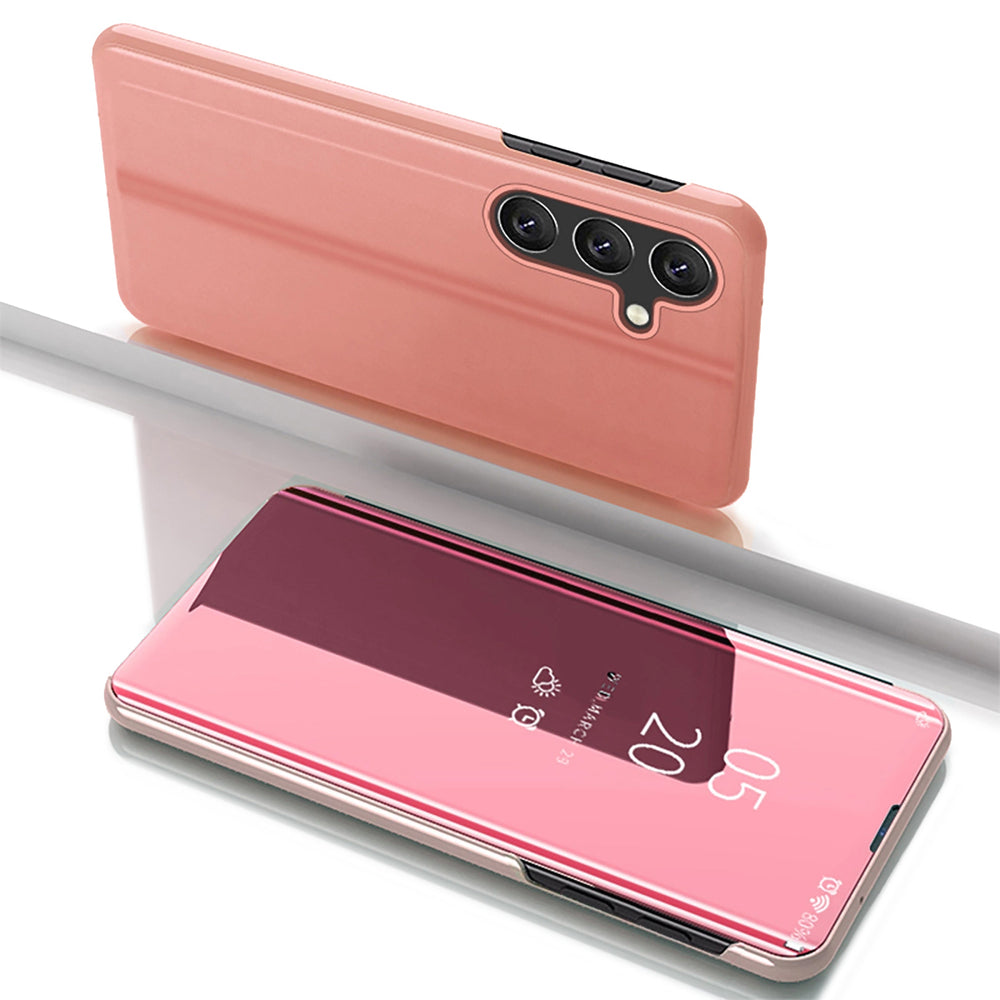 Clear View Case til Samsung Galaxy S25+ Cover med Flip - Pink