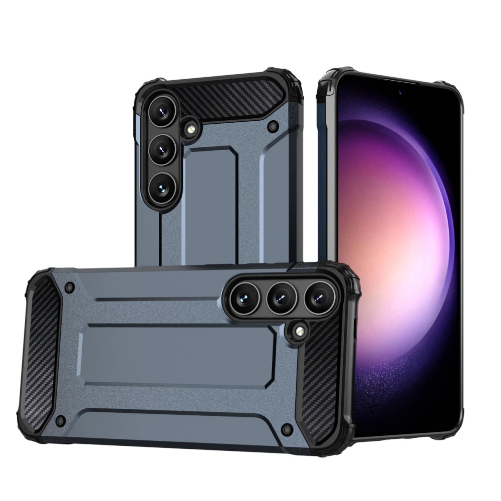 Hybrid Armor Camshield med Camera Cover og Metal Ring til Samsung Galaxy S25+ - Blå