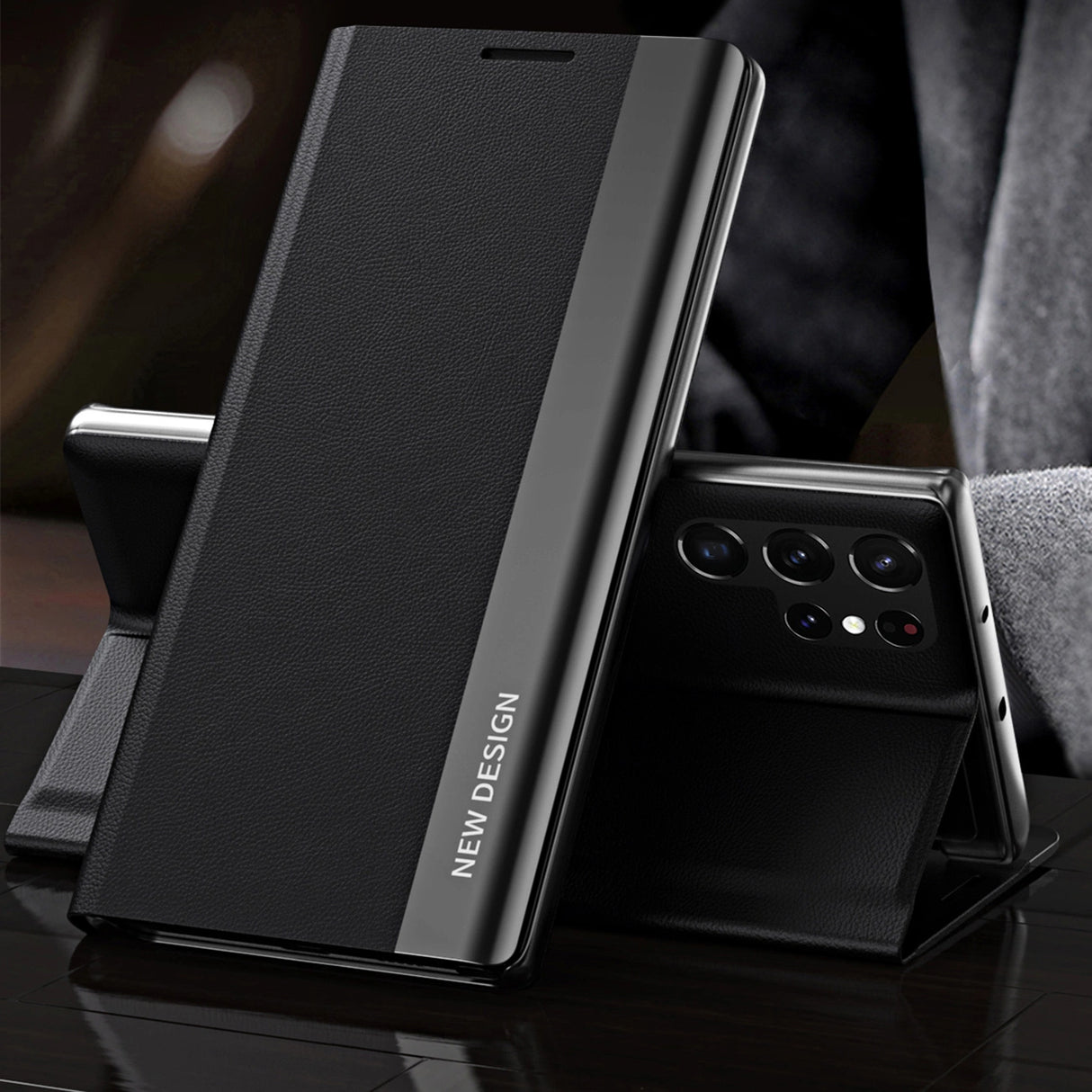 Sleep Case Pro Samsung Galaxy S25 Ultra Case med Flip og Stand - sort